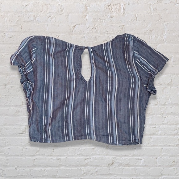 Hollister Cropped Blue and White Stripped Blouse - Picture 2 of 2